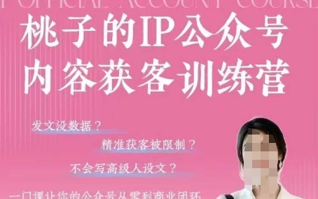 桃子IP公众号内容获客训练营(第3期)，一门让你公众号从0到商业闭环的课程-迦哆网创社