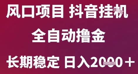 风口项目，六月最新玩法抖音无人挂G，全自动撸金，长期稳定 日入2k+【揭秘】-迦哆网创社