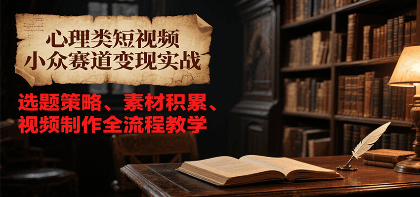 心理类短视频小众赛道变现实战，选题策略、素材积累、视频制作全流程教学-迦哆网创社