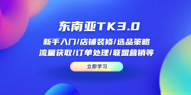 东南亚TK3.0：新手入门/店铺装修/选品策略/流量获取/订单处理/联盟营销等-迦哆网创社