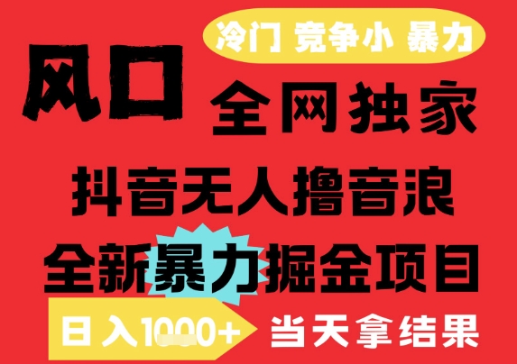 25年6月高爆抖音无人直播最新撸音浪掘金项目，解放双手小白可做，无脑日入1k+，门槛低【揭秘】-迦哆网创社