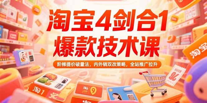 淘宝4剑合1爆款技术课73期：阶梯提价破量法，内外销双改策略 全站推广拉升-迦哆网创社