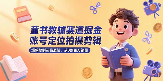童书教辅赛道掘金，账号定位拍摄剪辑，爆款复制选品逻辑，从0到百万销量-迦哆网创社