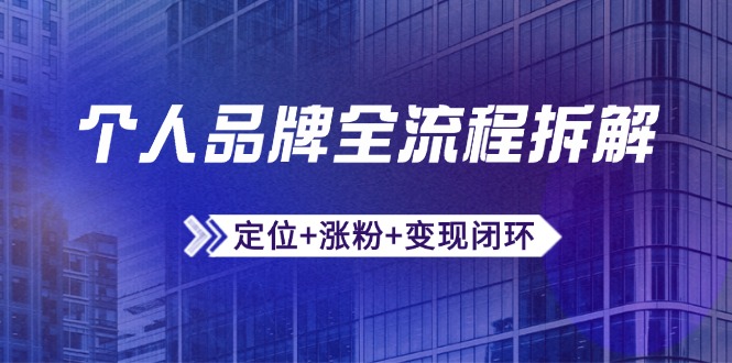 个人品牌全流程拆解：定位+涨粉+变现闭环，微信生态运营与资源整合-迦哆网创社