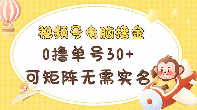 视频号电脑撸金 0撸单号30+ 可矩阵 无需实名多号多得-迦哆网创社