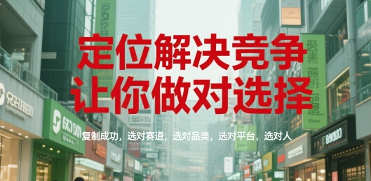 定位解决竞争，让你做对选择，复制成功，选对赛道，选对品类，选对平台，选对人-迦哆网创社