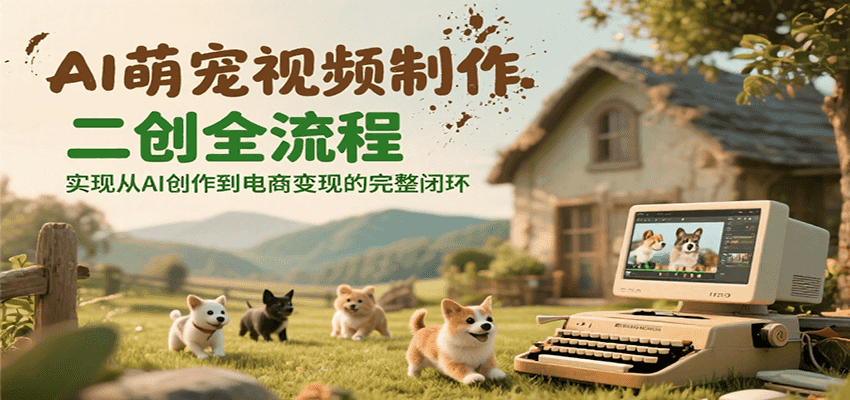 AI萌宠视频制作二创全流程，实现从AI创作到电商变现的完整闭环-迦哆网创社