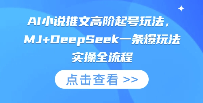 AI小说推文高阶起号玩法，MJ+DeepSeek一条爆玩法实操全流程-迦哆网创社