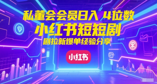 私董会会员日入4位数小红书红果短剧拉新爆单经验分享-迦哆网创社