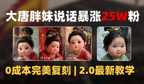 AI大唐胖贵妃说话2.0，40条视频暴涨40w粉，附独家变现攻略-迦哆网创社