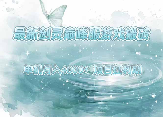 最新剑灵巅峰服游戏搬砖，项目红利期，单机稳定4000+操作简单好上手-迦哆网创社