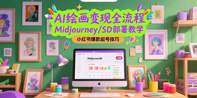 AI绘画变现全流程，Midjourney/SD部署教学，小红书爆款起号技巧-迦哆网创社