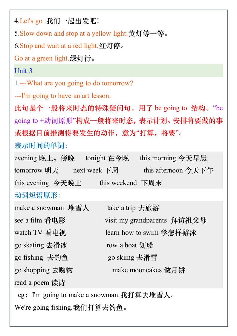 五升六年级英语上册暑假预习：重点句型汇总-六上英语-迦哆网创社