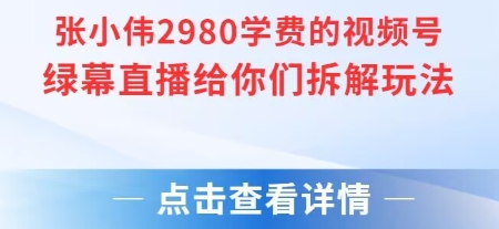 张小伟2980付费额视频号绿幕直播给你们拆解玩法-迦哆网创社