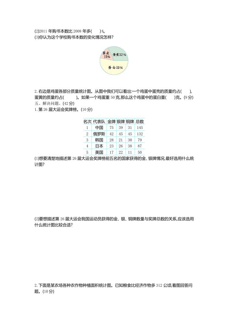 五下（54制）青岛版数学第七单元检测-1-迦哆网创社
