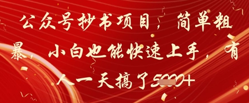 公众号抄书项目，简单粗暴，小白也能快速上手，有人一天搞了1k+-迦哆网创社