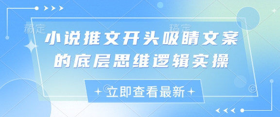 小说推文开头吸睛文案的底层思维逻辑实操-迦哆网创社