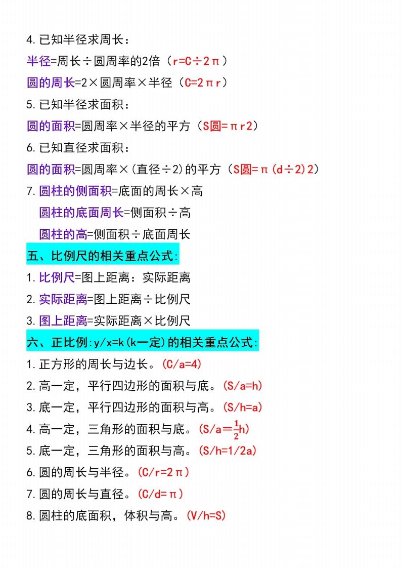 六下数学必背重点公式汇总-迦哆网创社