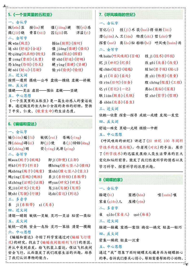 三升四年级上册语文彩虹课课贴（7页）-四上语文-迦哆网创社