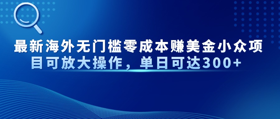 最新海外无门槛零成本赚美金小众项目可放大操作，单日可达300+-迦哆网创社