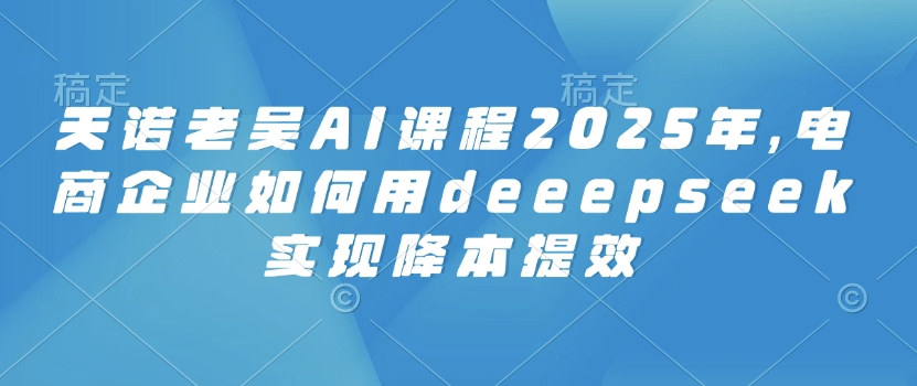 天诺老吴AI课程2025年，电商企业如何用deeepseek实现降本提效-迦哆网创社