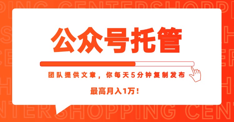 【公众号托管 】我提供文章，你每天５分钟复制发布，最高月入1W-迦哆网创社