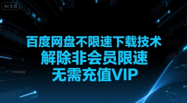 百度网盘不限速下载技术，解除非会员限速，无需充值VIP-迦哆网创社