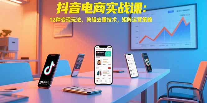 抖音电商实战课：12种变现玩法，剪辑去重技术，矩阵运营策略-迦哆网创社