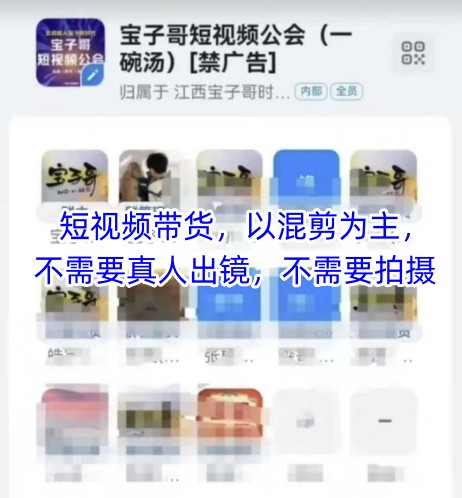 宝子哥头部团队短视频带货，以混剪为主，不需要真人出镜，不需要拍摄-迦哆网创社