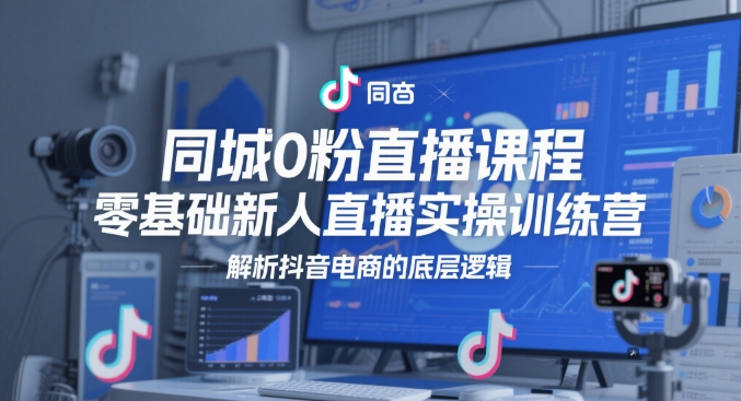 同城0粉直播课程，零基础新人直播实操训练营，解析抖音电商的底层逻辑-迦哆网创社