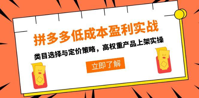 拼多多低成本盈利实战，类目选择与定价策略，高权重产品上架实操-迦哆网创社