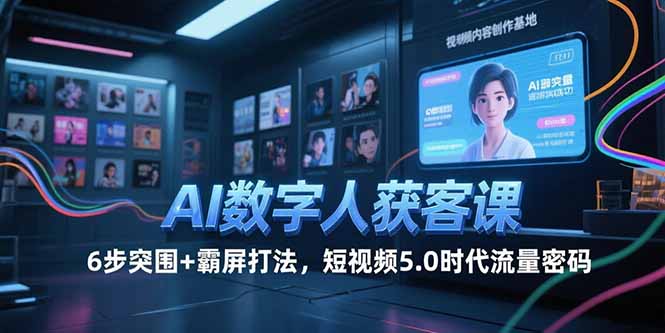AI数字人获客课，6步突围+霸屏打法，短视频5.0时代流量密码-迦哆网创社