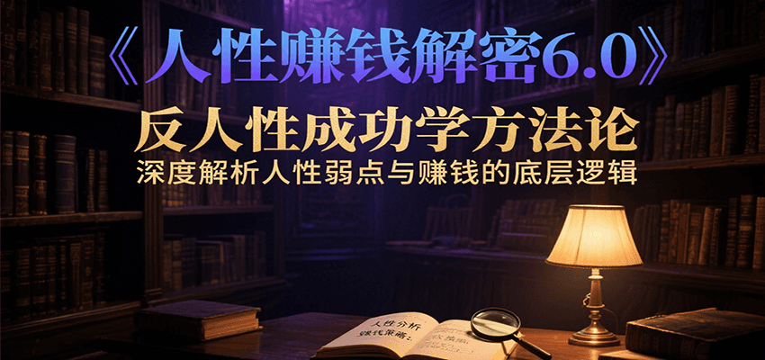 人性赚钱解密6.0，反人性成功学方法论，深度解析人性弱点与赚钱的底层逻辑-迦哆网创社