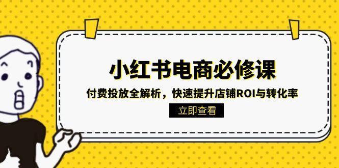 小红书电商必修课：付费投放全解析，快速提升店铺ROI与转化率-迦哆网创社