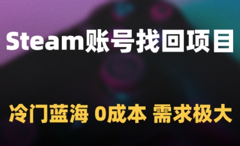 Steam账号找回项目，冷门蓝海，0成本，需求极大-迦哆网创社
