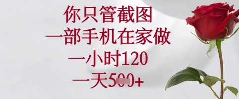你只管截图，一部手机在家可以做，一小时120.一天5张+【揭秘】-迦哆网创社