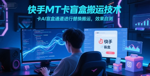 快手MT卡盲盒搬运技术，卡AI盲盒通道进行替换搬运，效果自测-迦哆网创社