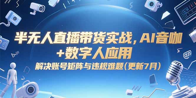 半无人直播带货实战，AI音咖+数字人应用 解决账号矩阵与违规难题(更新7月-迦哆网创社