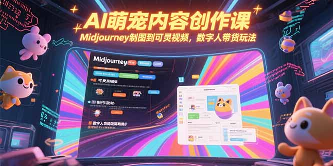 AI萌宠内容创作课，Midjourney制图到可灵视频，数字人带货玩法-迦哆网创社
