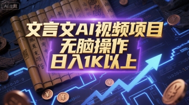 文言文AI视频项目，无脑操作，日入1K以上-迦哆网创社