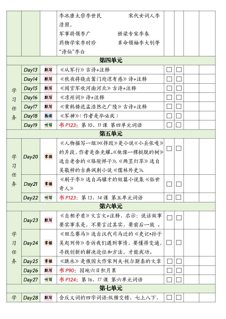 五下语文期末复习单-迦哆网创社