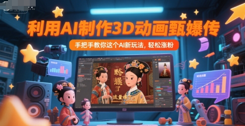 利用AI制作3D动画甄嬛传，流量爆了，手把手教你这个AI新玩法，轻松涨粉-迦哆网创社