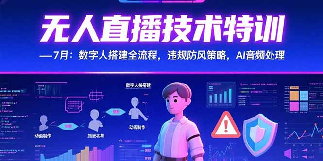 无人直播技术特训-7月：数字人搭建全流程，违规防风策略，AI音频处理-迦哆网创社