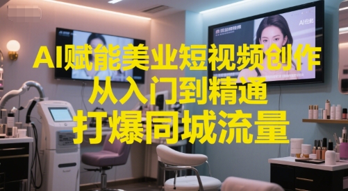 AI赋能美业短视频创作，从入门到精通，打爆同城流量，超级AI工具短视频实操落地-迦哆网创社