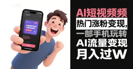 AI短视频热门涨粉变现，一部手机玩转AI流量变现，月入过W-迦哆网创社