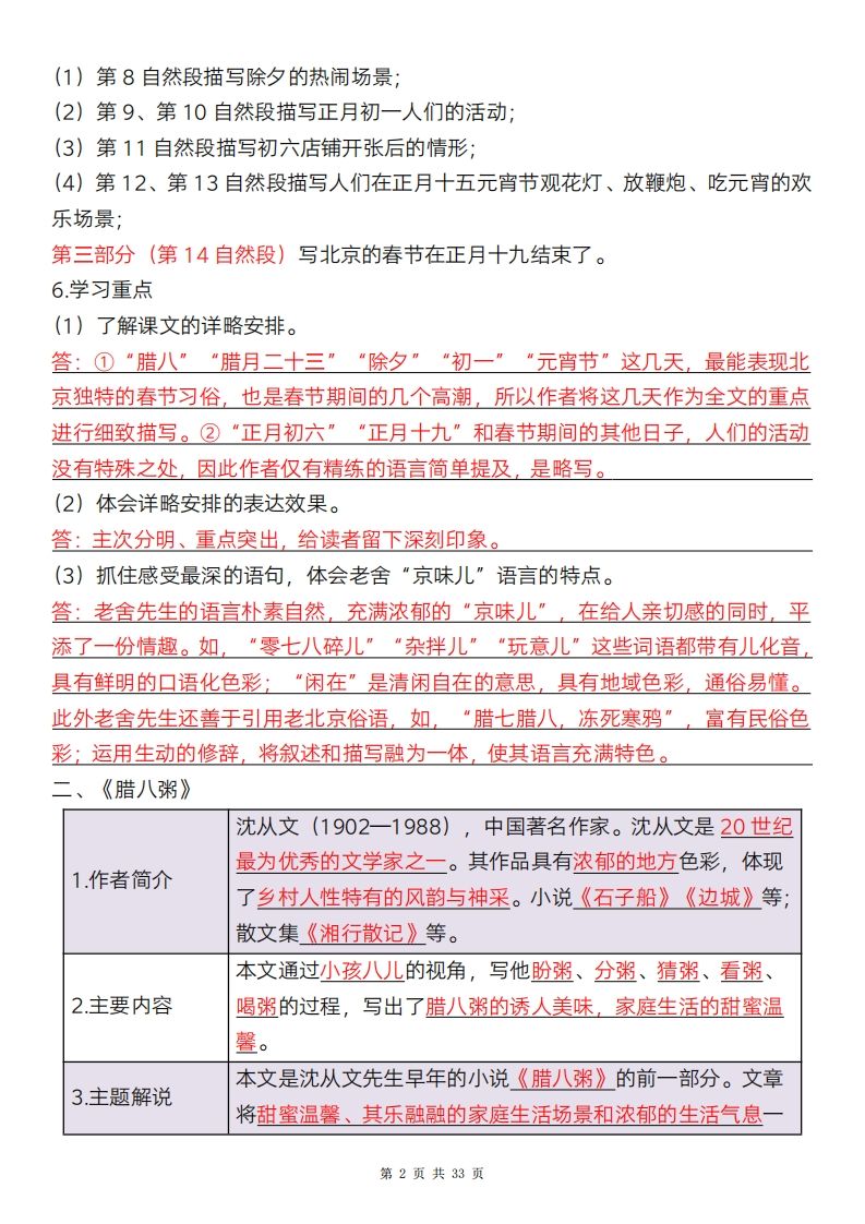 六年级语文下册全册知识点精讲33页-迦哆网创社