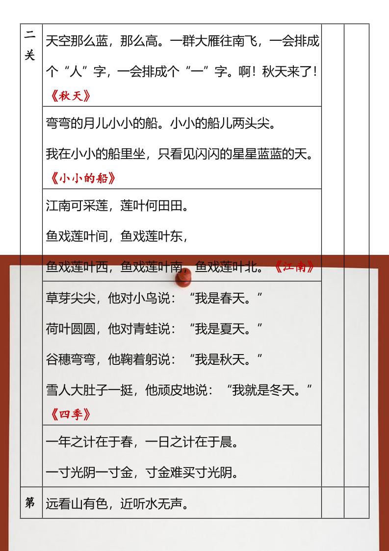 【2025秋新版】统编一年级语文上册课文背诵闯关表-迦哆网创社