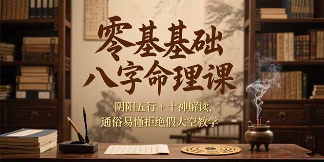 零基础八字命理课，阴阳五行+十神解读，通俗易懂拒绝假大空教学-迦哆网创社