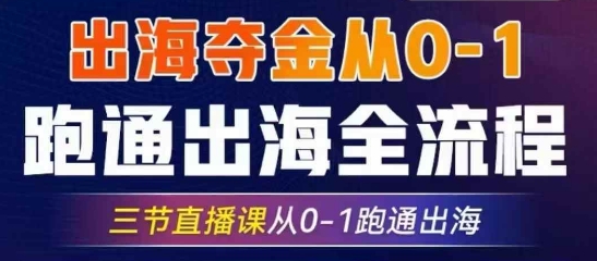 2025出海夺金从0-1跑通出海全流程，三节直播课从0-1跑通出海，教你用AI跑通全流程-迦哆网创社