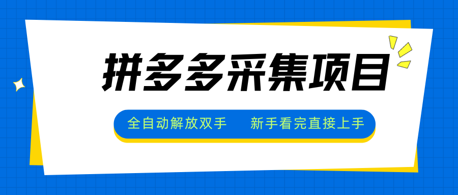 拼多多采集项目，全自动解放双手，单号日入30+-迦哆网创社